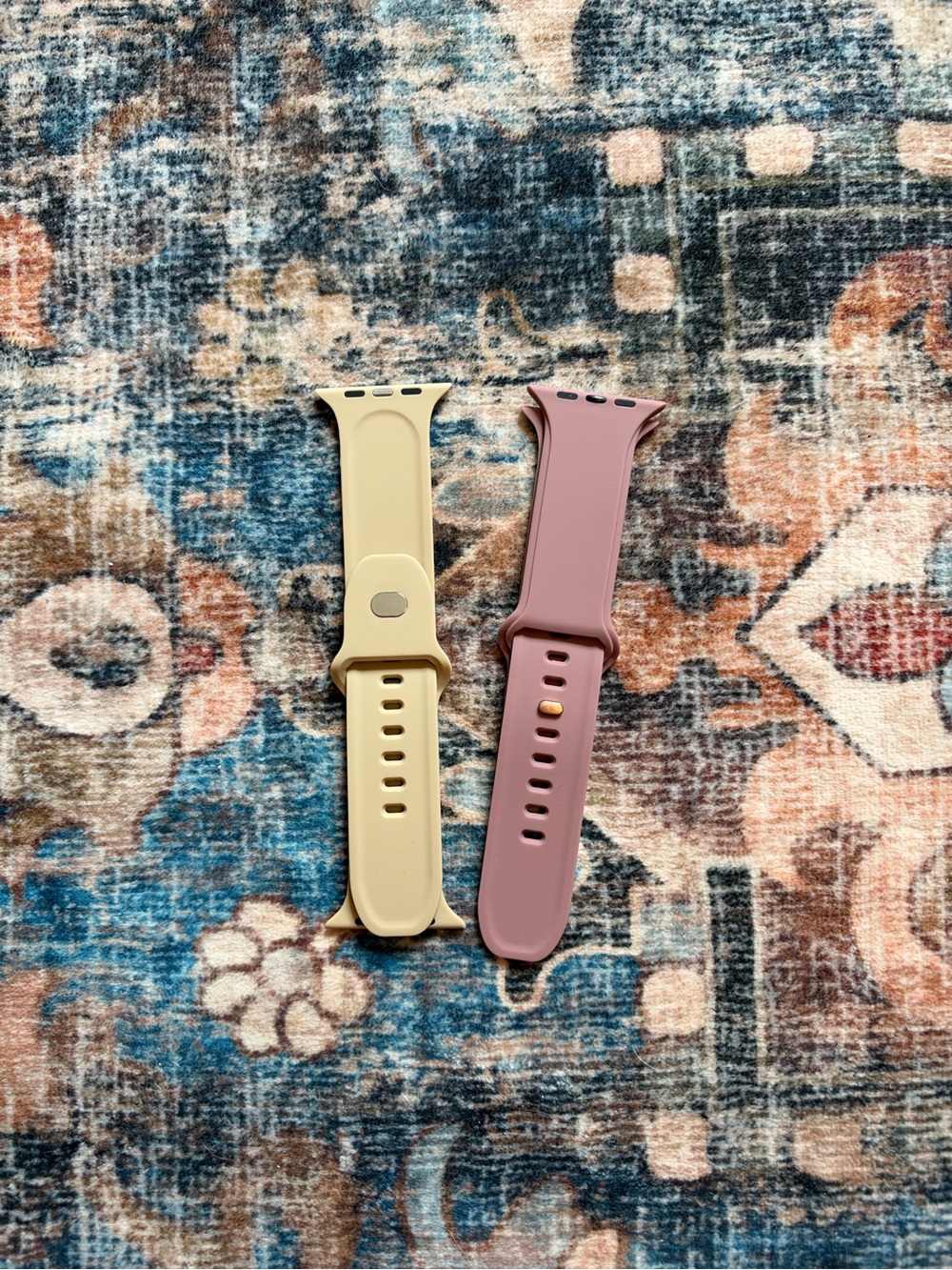 Silicone Replacement Watch Bands - Cream and Mauve - Picture 2 of 2